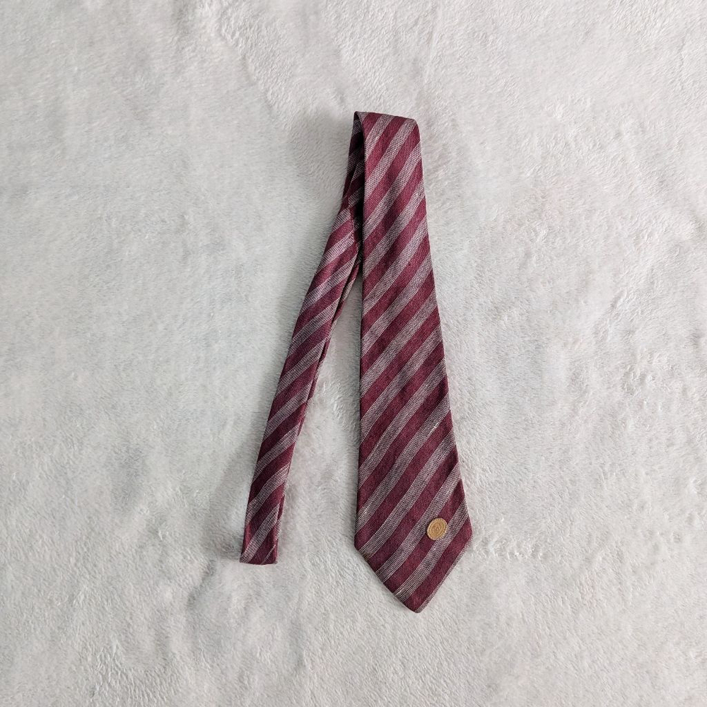Gucci Vintage Burgundy & White Striped Tie - Picture 6 of 11